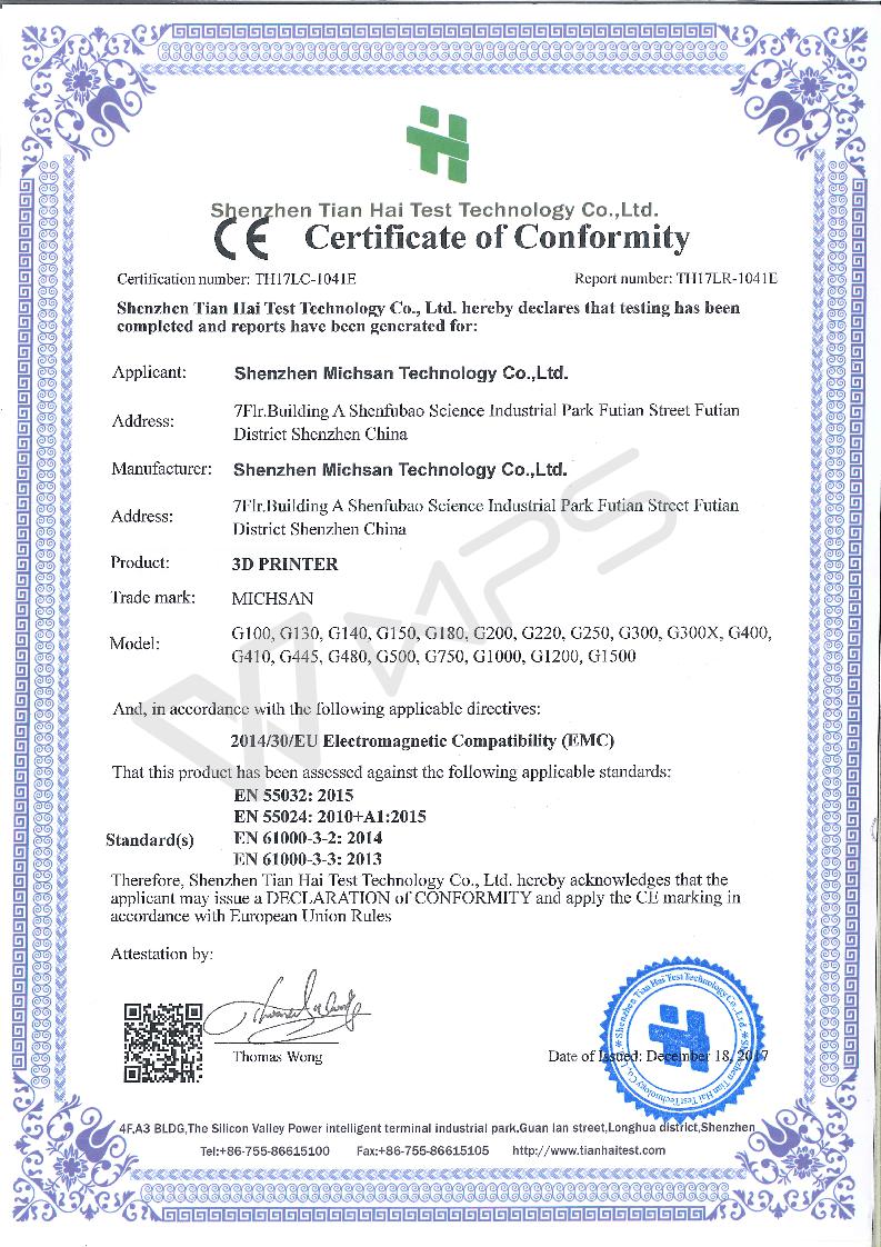 Certificate of Confirmity